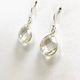 Clear Quartz Teardrop Checkerboard Faceted Earrings PEGJ232