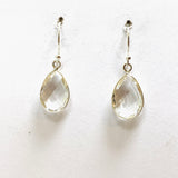 Clear Quartz Teardrop Checkerboard Faceted Earrings PEGJ231