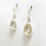 Clear Quartz Teardrop Checkerboard Faceted Earrings PEGJ231