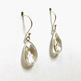 Clear Quartz Teardrop Checkerboard Faceted Earrings PEGJ231