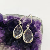 Clear Quartz Teardrop Checkerboard Faceted Earrings PEGJ231