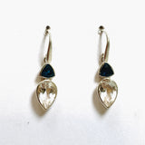 Clear Quartz Teardrop Faceted Earrings with Blue Topaz Accent Stones PEGJ239