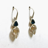 Clear Quartz Teardrop Faceted Earrings with Blue Topaz Accent Stones PEGJ239