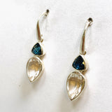 Clear Quartz Teardrop Faceted Earrings with Blue Topaz Accent Stones PEGJ239