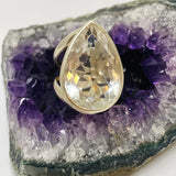 Clear Quartz Teardrop Faceted Split Band Ring Size 8 PRGJ706