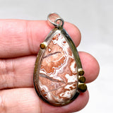 Crazy Lace Rosetta Stone Teardrop Pendant with brass decorative setting KPGJ4569