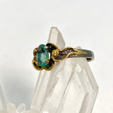 Emerald 925 silver with 18ct gold plate ring Size 8 GRA-01