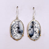 Dendritic Opal Oval Cabochon Earrings in a Decorative Setting KEGJ1539