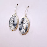 Dendritic Opal Oval Cabochon Earrings in a Decorative Setting KEGJ1539