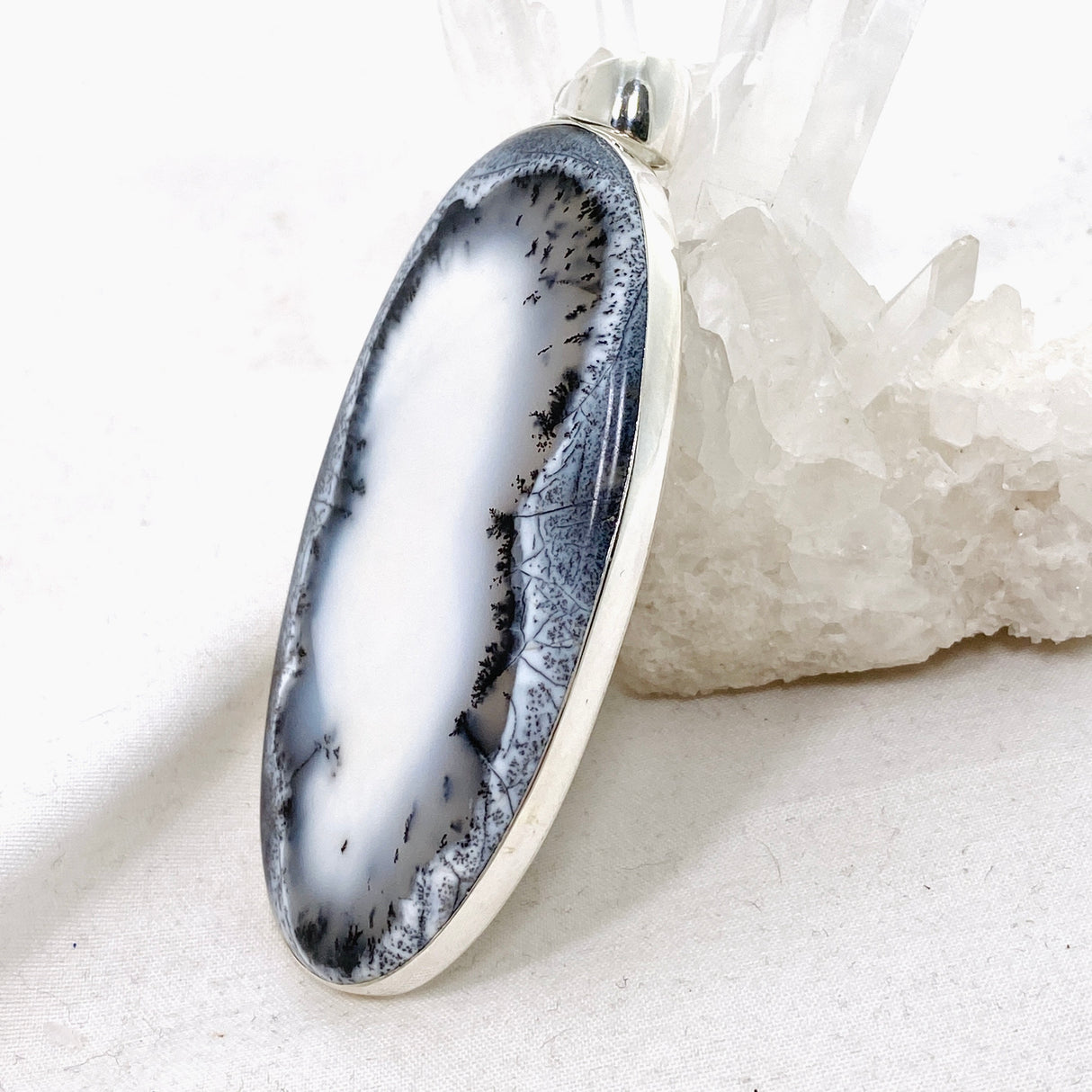 Dendritic Opal Oval Cabochon Pendant KPGJ4671