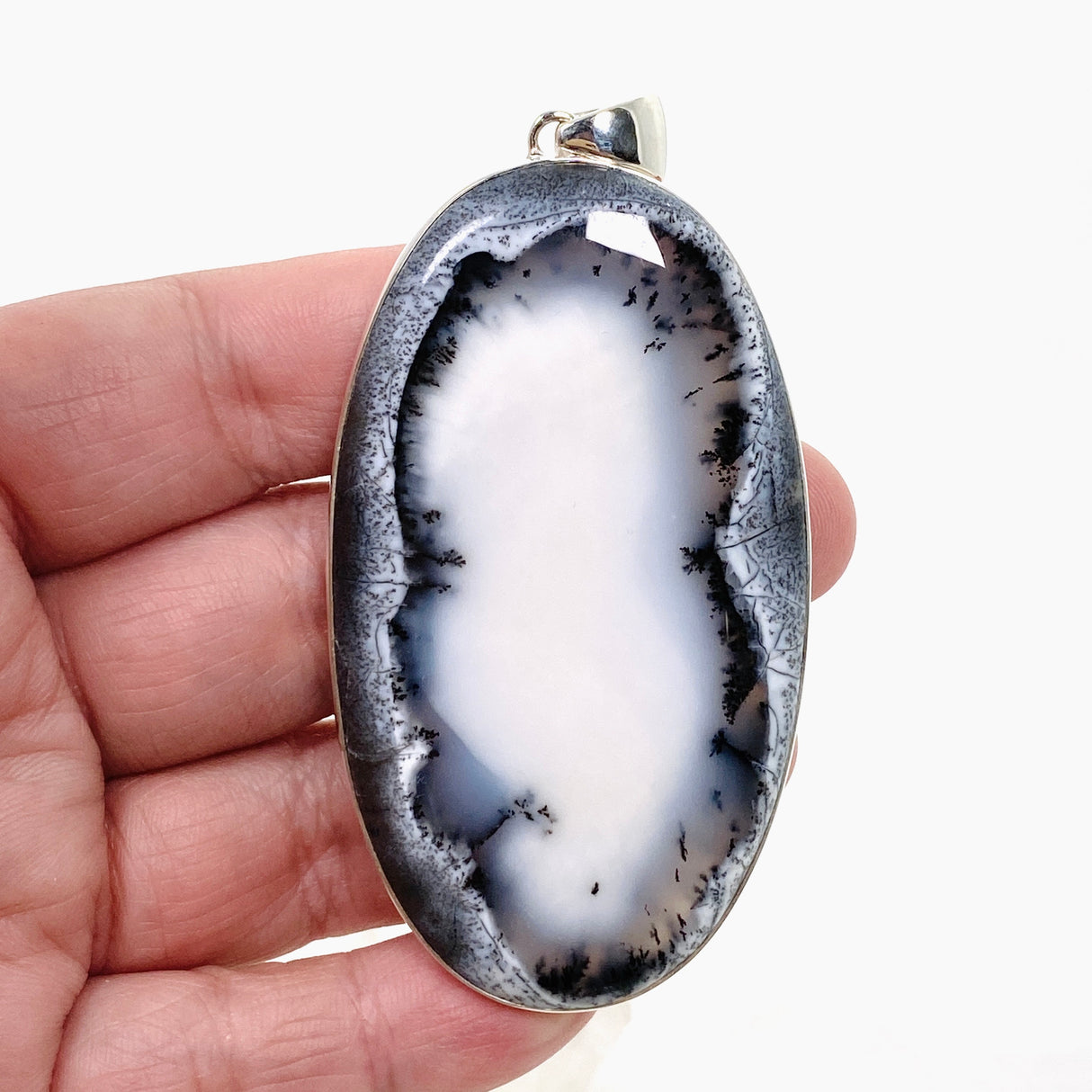 Dendritic Opal Oval Cabochon Pendant KPGJ4671