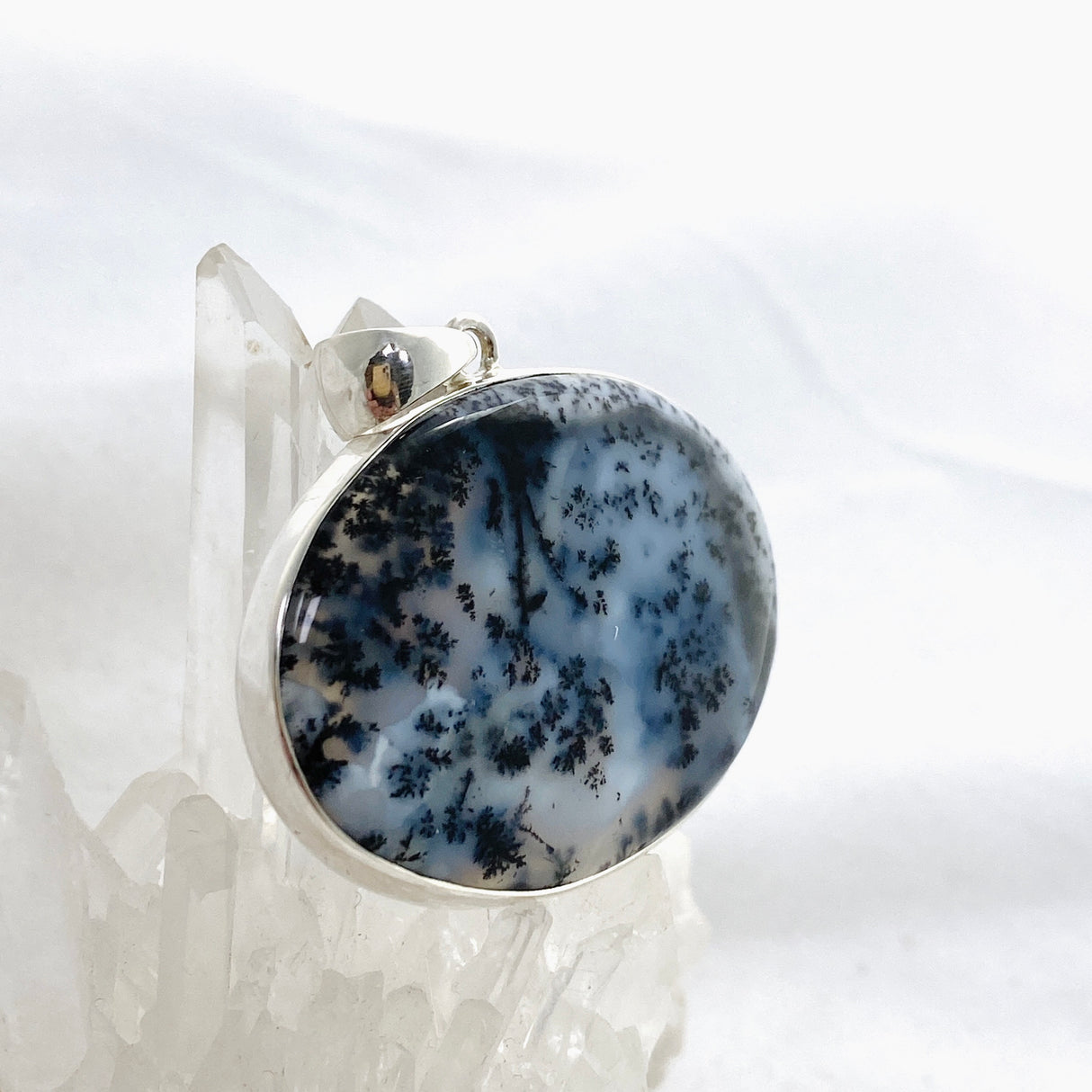 Dendritic Opal Oval Cabochon Pendant KPGJ4672