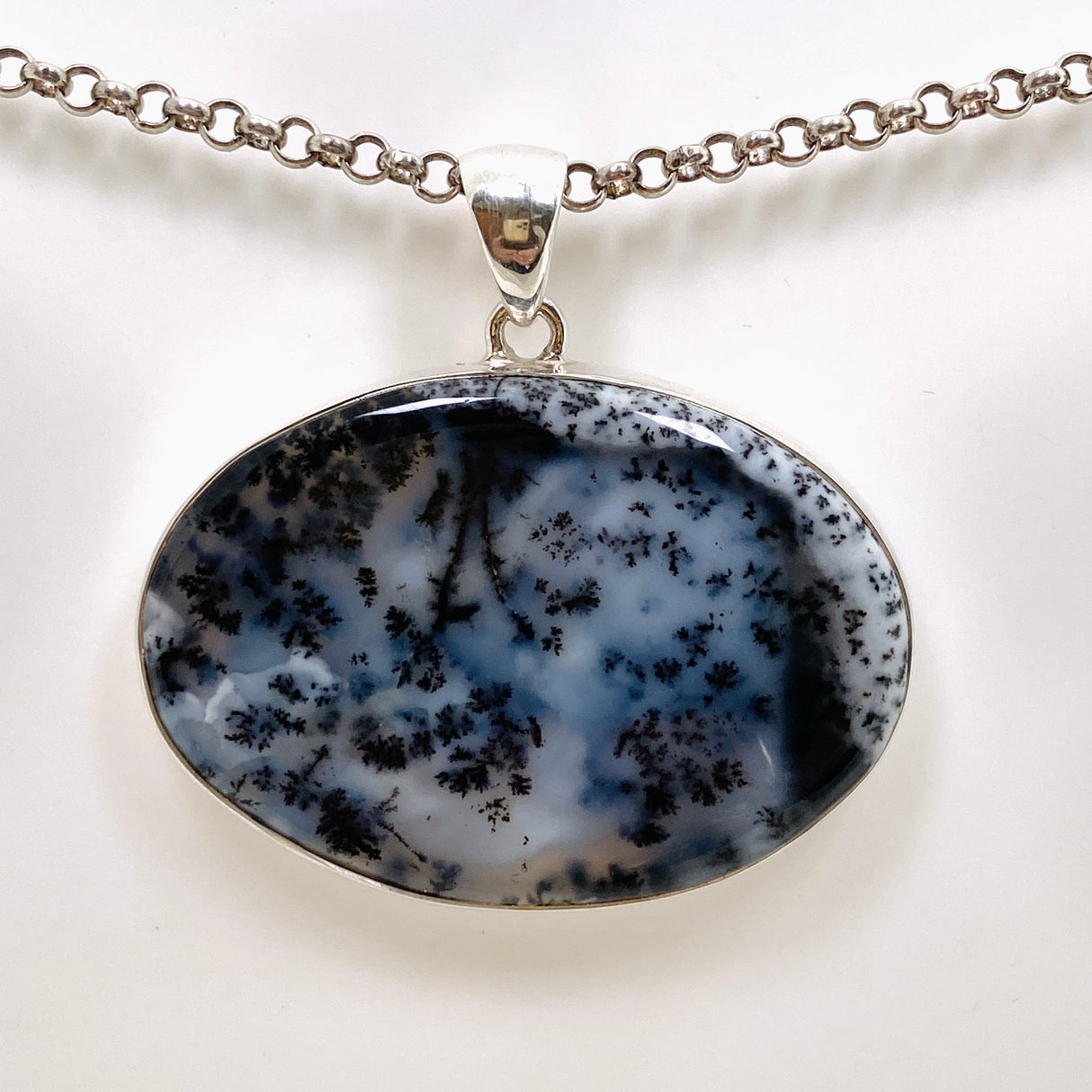 Dendritic Opal Oval Cabochon Pendant KPGJ4672