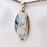 Dendritic Opal Oval Cabochon Pendant in a Decorative Setting KPGJ4676