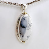 Dendritic Opal Oval Cabochon Pendant in a Decorative Setting KPGJ4676