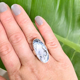 Dendritic Opal Oval Cabochon Ring Size 7 KRGJ3311