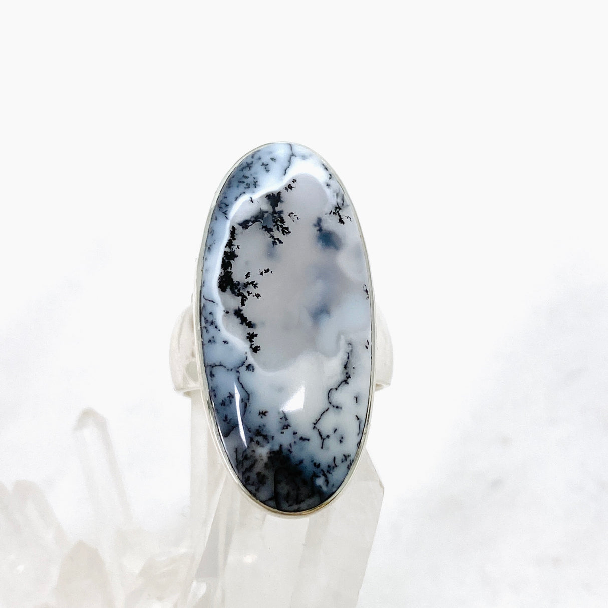 Dendritic Opal Oval Cabochon Ring Size 7 KRGJ3311