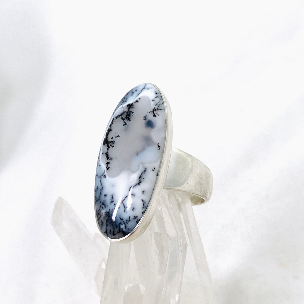 Dendritic Opal Oval Cabochon Ring Size 7 KRGJ3311