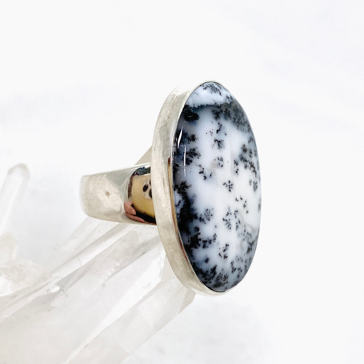 Dendritic Opal Oval Cabochon Ring Size 8 KRGJ3310