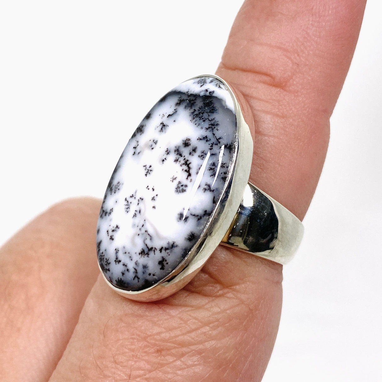 Dendritic Opal Oval Cabochon Ring Size 8 KRGJ3310