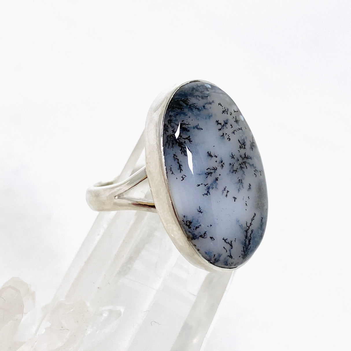 Dendritic Opal Oval Cabochon Split Band Ring Size 8 KRGJ3312