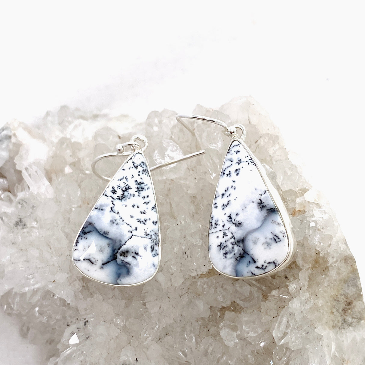 Dendritic Opal Teardrop Cabochon Earrings KEGJ1541