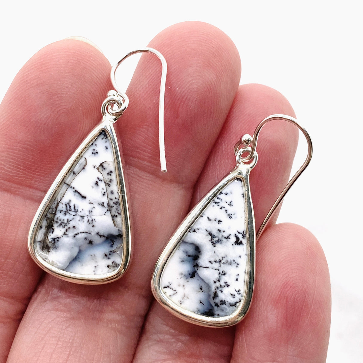 Dendritic Opal Teardrop Cabochon Earrings KEGJ1541