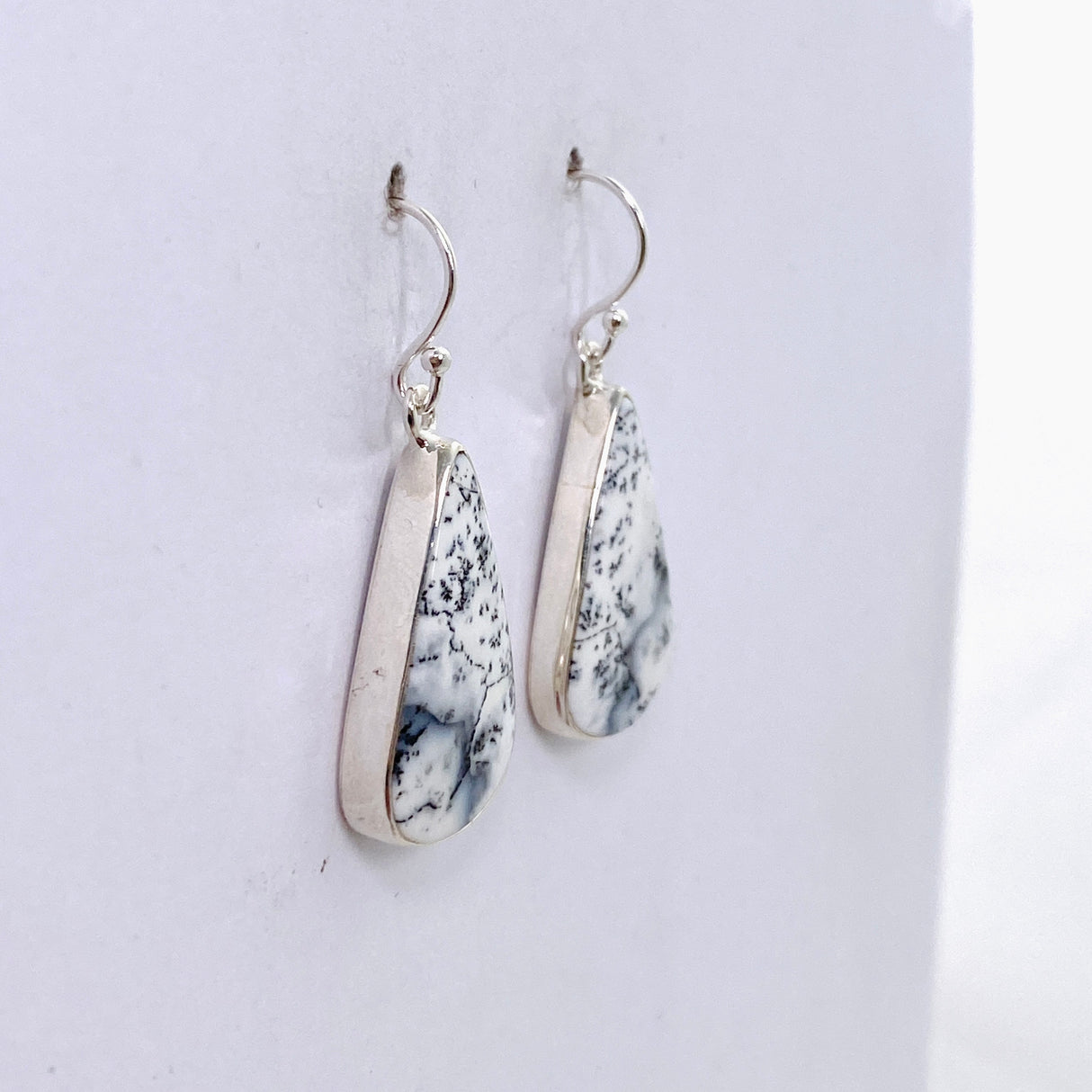 Dendritic Opal Teardrop Cabochon Earrings KEGJ1541