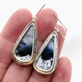 Dendritic Opal Teardrop Cabochon Earrings in a Decorative Setting KEGJ1540