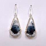 Dendritic Opal Teardrop Cabochon Earrings in a Decorative Setting KEGJ1540