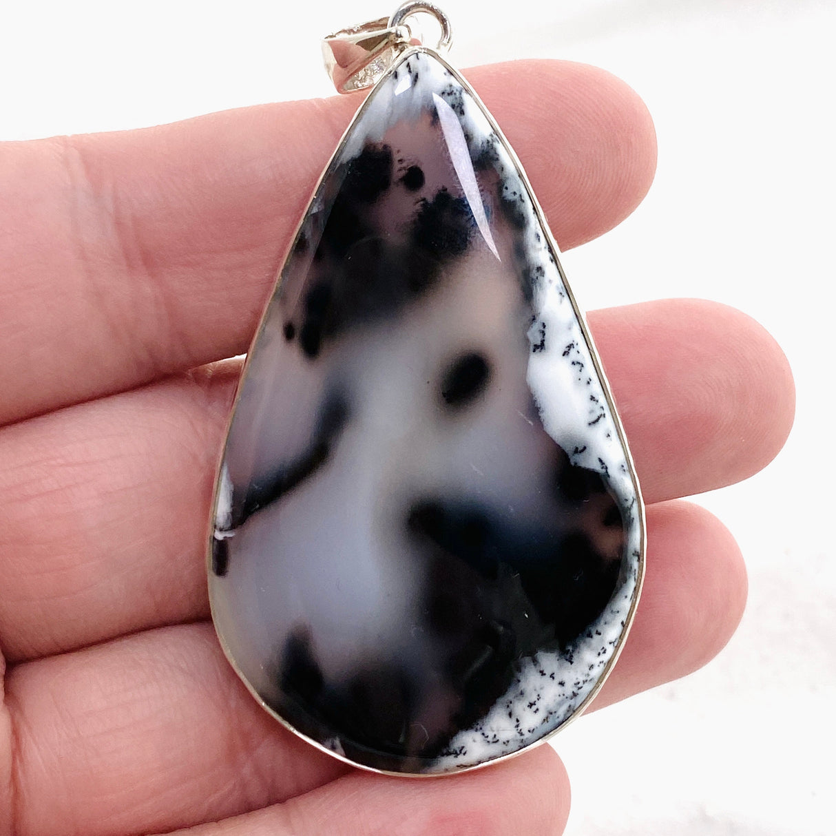 Dendritic Opal Teardrop Cabochon Pendant KPGJ4677