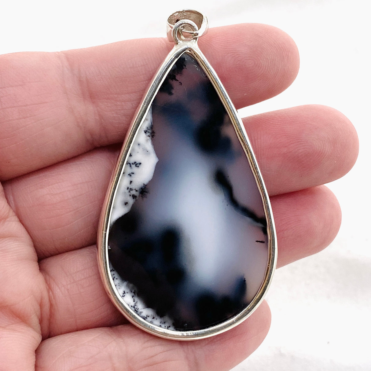 Dendritic Opal Teardrop Cabochon Pendant KPGJ4677