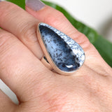 Dendritic Opal Teardrop Cabochon Ring Size 7 KRGJ3313