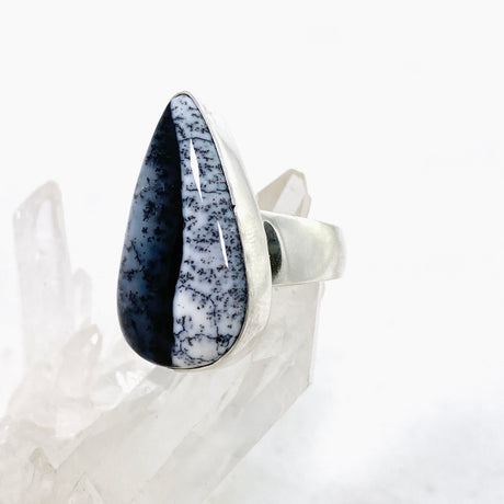 Dendritic Opal Teardrop Cabochon Ring Size 7 KRGJ3313