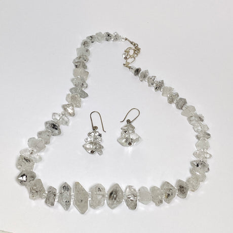 Diamond Quartz natural crystal necklace and earrings set PNGJ002