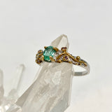 Emerald & Sapphire with 925 silver 18ct gold ring size 7 GRA78