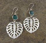Green Chalcedony & Mother of Pearl Leaf Earrings EEGJ01