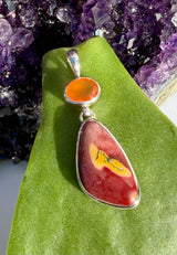 Carnelian & Mookaite in Sterling Silver Pendant EPGJ06