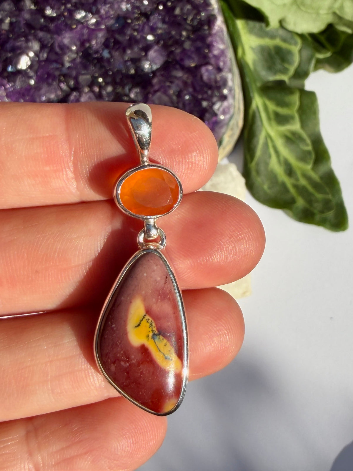 Carnelian & Mookaite in Sterling Silver Pendant EPGJ06
