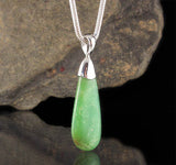 Chrysoprase Elongated Teardrop Sterling Silver Pendant EPGJ16