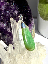 Chrysoprase Elongated Teardrop Sterling Silver Pendant EPGJ16
