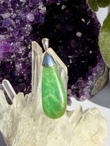 Chrysoprase Elongated Teardrop Sterling Silver Pendant EPGJ16