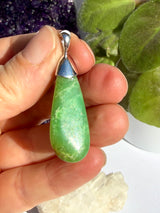 Chrysoprase Elongated Teardrop Sterling Silver Pendant EPGJ16