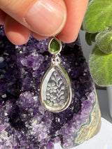Chrome Diopside & Carved Prasiolite Sterling Silver Pendant EPGJ18