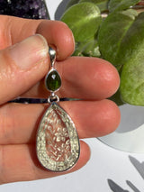 Chrome Diopside & Carved Prasiolite Sterling Silver Pendant EPGJ18