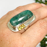 Emerald Rectangular Ring with Brass Detailing Size 8 KRGJ3114