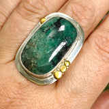 Emerald Rectangular Ring with Brass Detailing Size 9 KRGJ3113