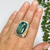 Emerald Rectangular Ring with Brass Detailing Size 9 KRGJ3113