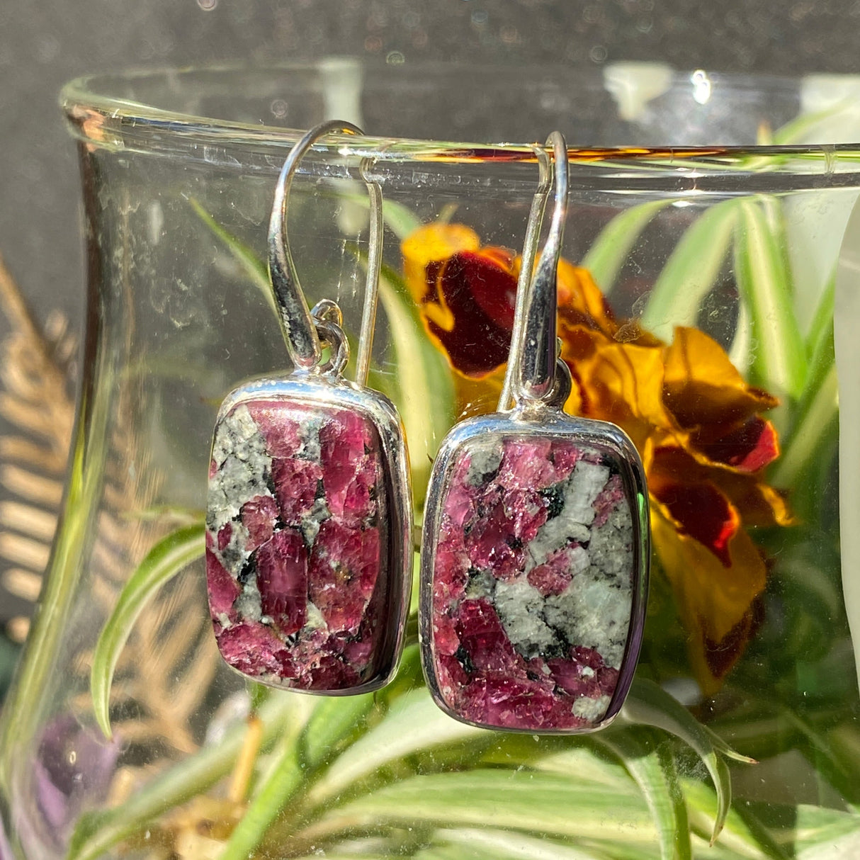 Eudialyte rectangle earrings PEGJ35