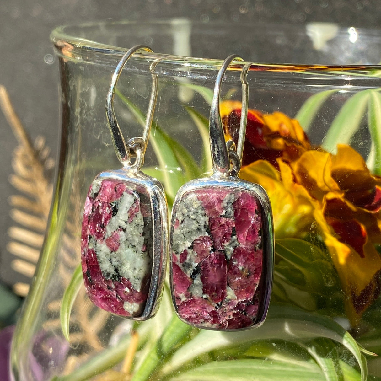 Eudialyte rectangle earrings PEGJ35